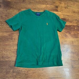 Polo Ralph Lauren Kids green v neck Tee size 5 100% cotton